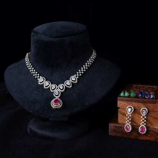 Pear Zircon Interchangeable Pendant Necklace