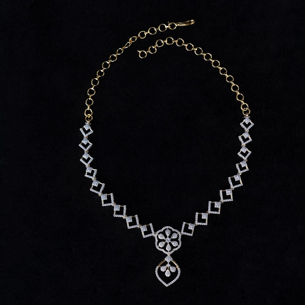 Floral Zircon Drop Necklace