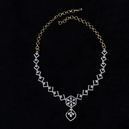 Floral Zircon Drop Necklace