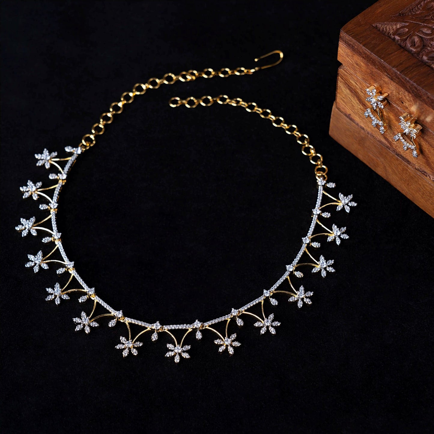 Floral Cluster Zircon Necklace