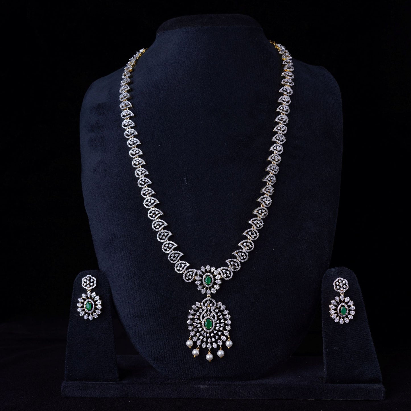 Emerald Mango Leaf Zircon Haaram