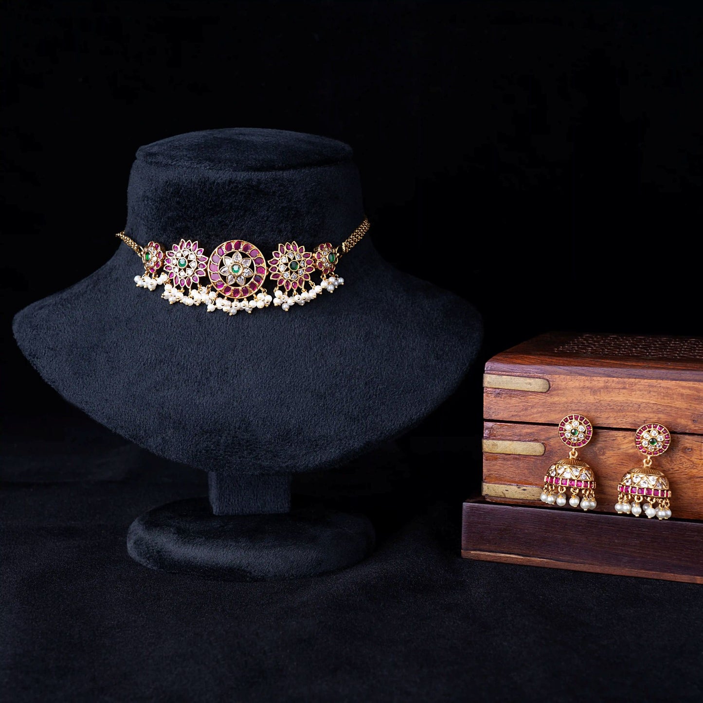 Ruby Kemp Choker with Emerald Centre