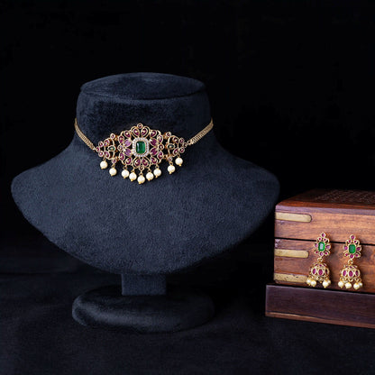 Emerald Ruby Pearl Choker