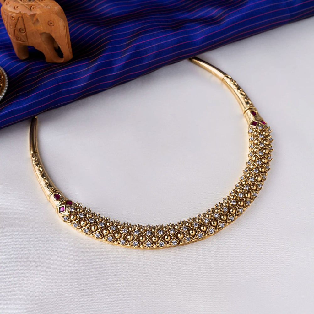 Classic Zircon Pink Kanti Necklace