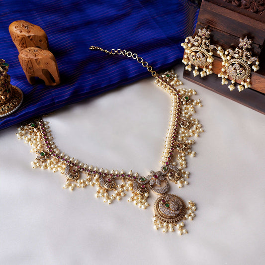 Floral Bird Guttapusalu Necklace