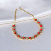 Coral Flower Zircon Necklace