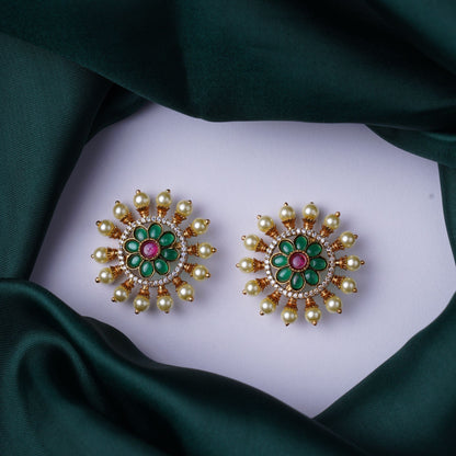 Floral Pearl Cluster Stud - view 2