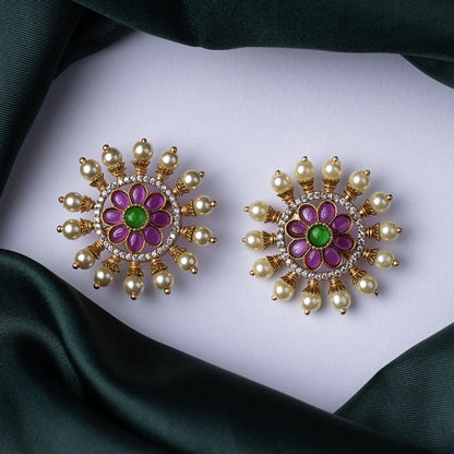 Floral Pearl Cluster Stud