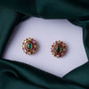 Emerald Ruby Floral Halo Stud