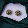 Emerald Floral Square Stud