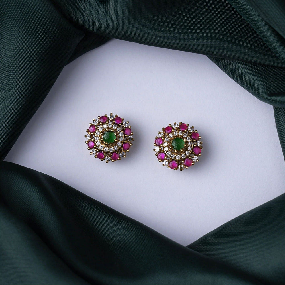 Emerald Ruby Zircon Stud