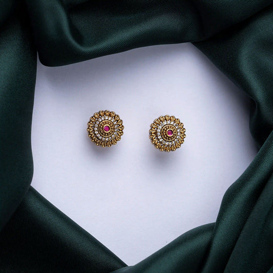 Ruby Floral Chakra Stud