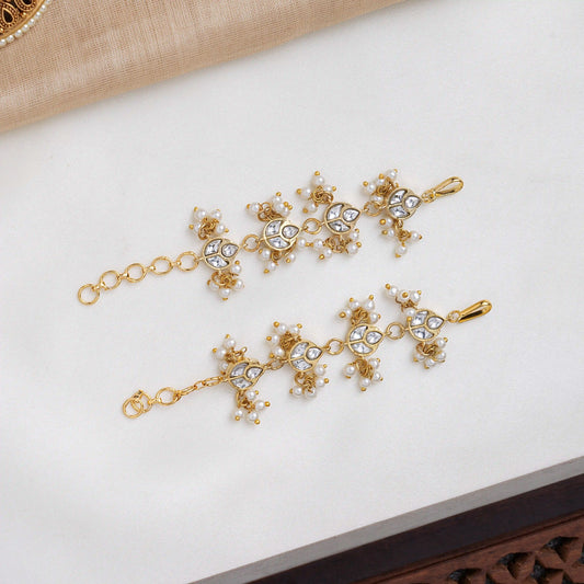 Pearl Cluster Leaf Ear Chains