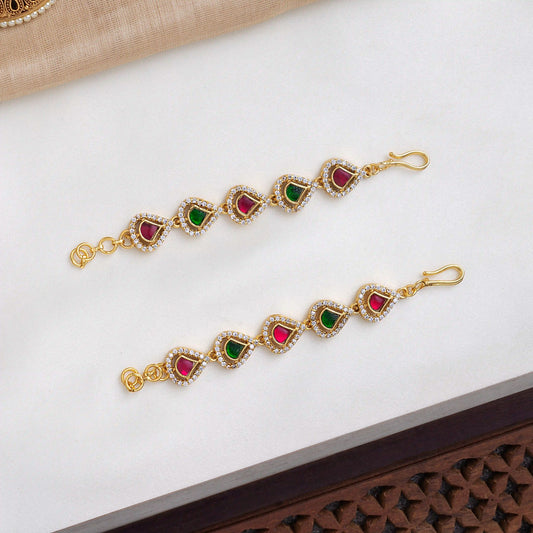 Ruby Emerald Radiance Ear Chains