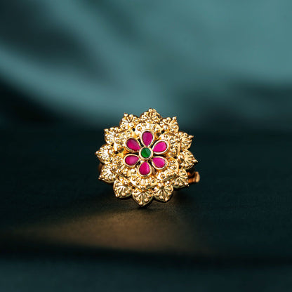 Ruby Floral Statement Finger Ring