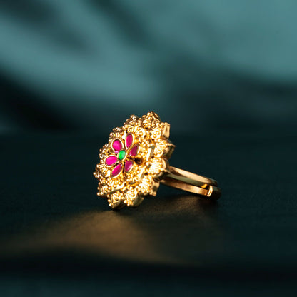 Ruby Floral Statement Finger Ring