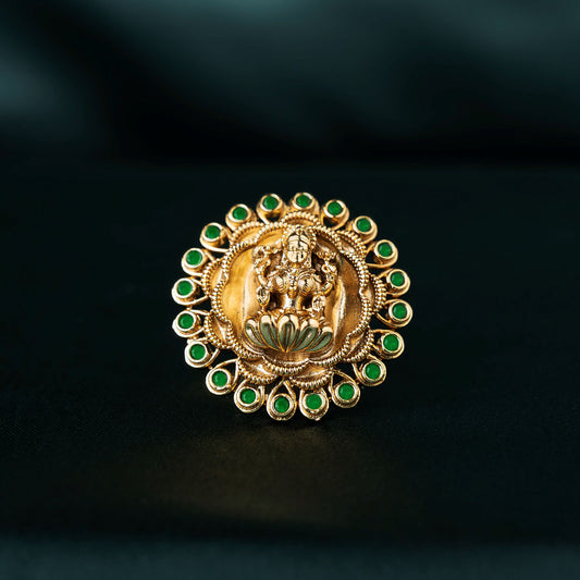 Lakshmi Green Stone Statement Finger Ring