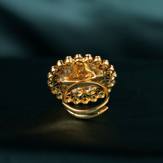 Lakshmi Green Stone Statement Finger Ring