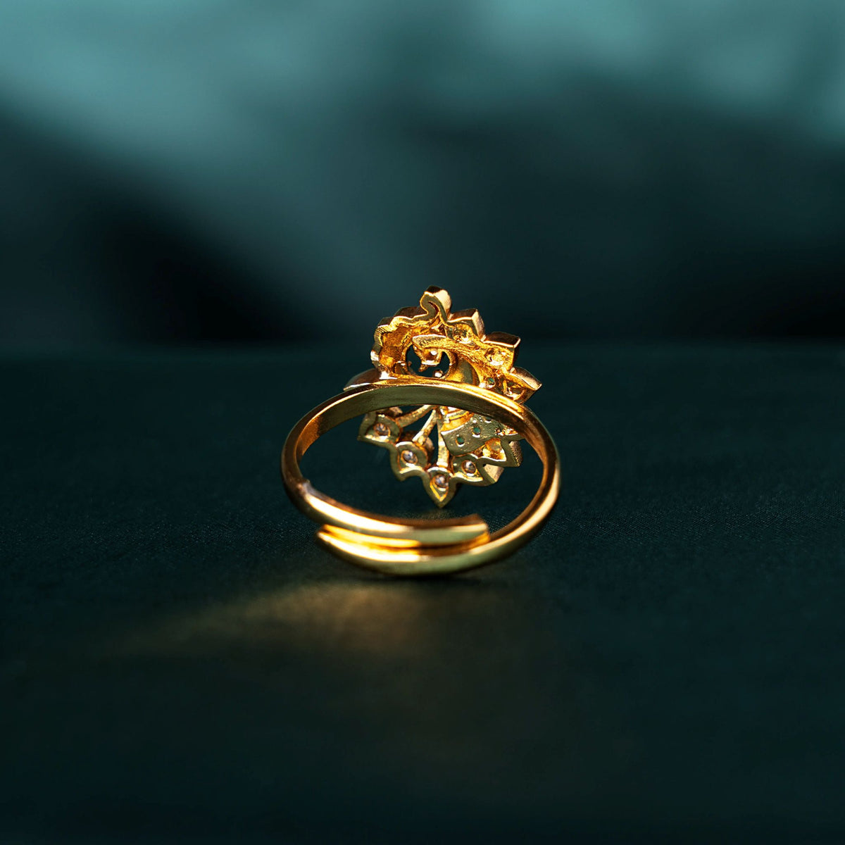 Emerald Peacock Finger Ring