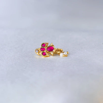 Bird Jadau Pearl Nose pin