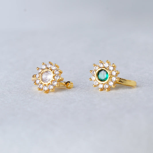 Classic White and Green Nose pin
