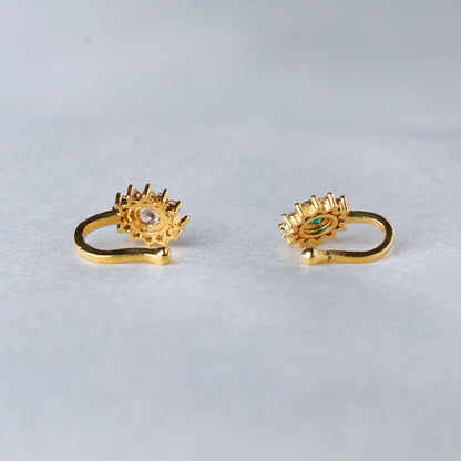 Classic White and Green Nose pin