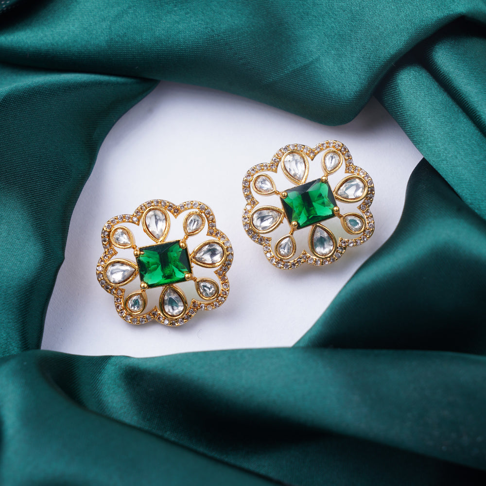 Emerald Floral Statement Stud