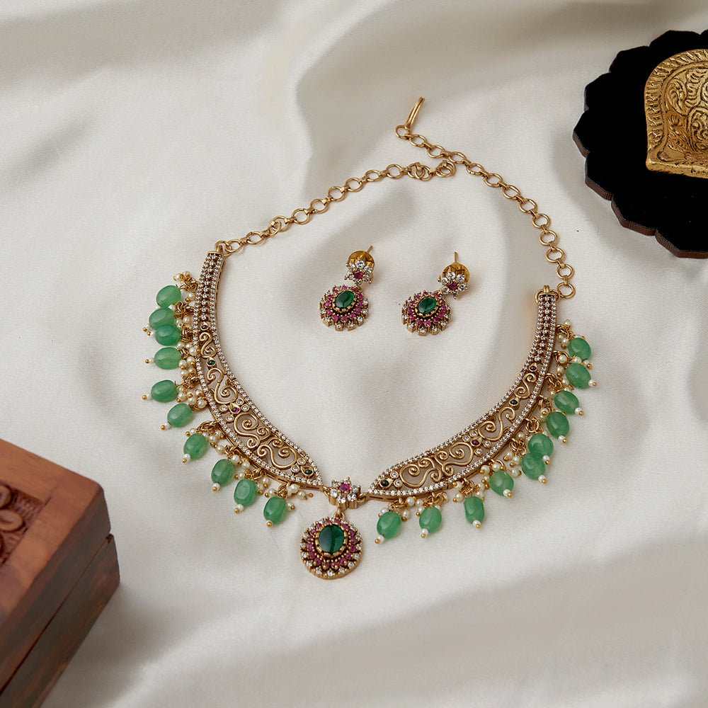 Statement Emerald Ruby Hasli Necklace