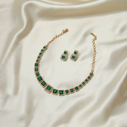 Emerald and Zircon Necklace SM77119