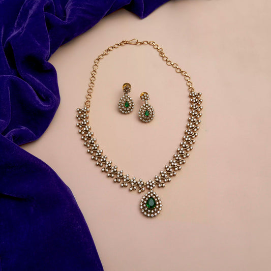 Emerald and Zircon Necklace SM77183