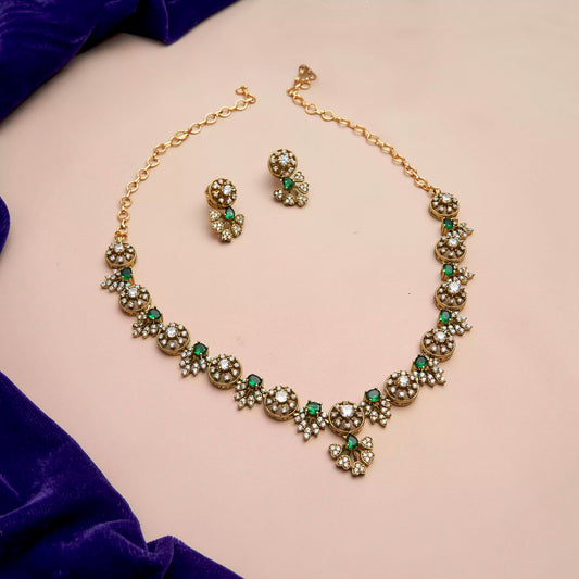 Emerald and Zircon Necklace SM77164