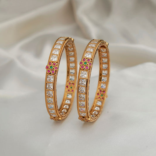 Pink Floral Stone Bangles SM60108