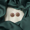 Pink & Green Floral Stud