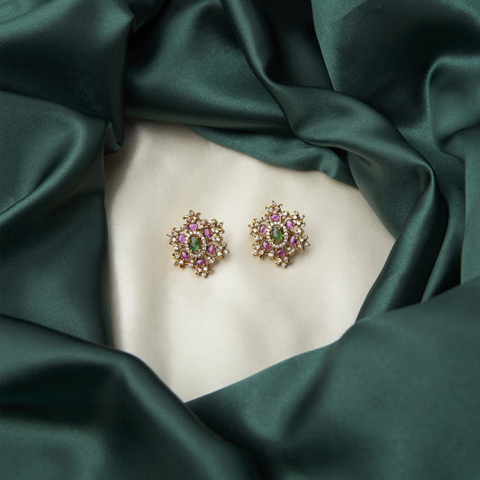 Green & Pink Star Design Stud SM21133