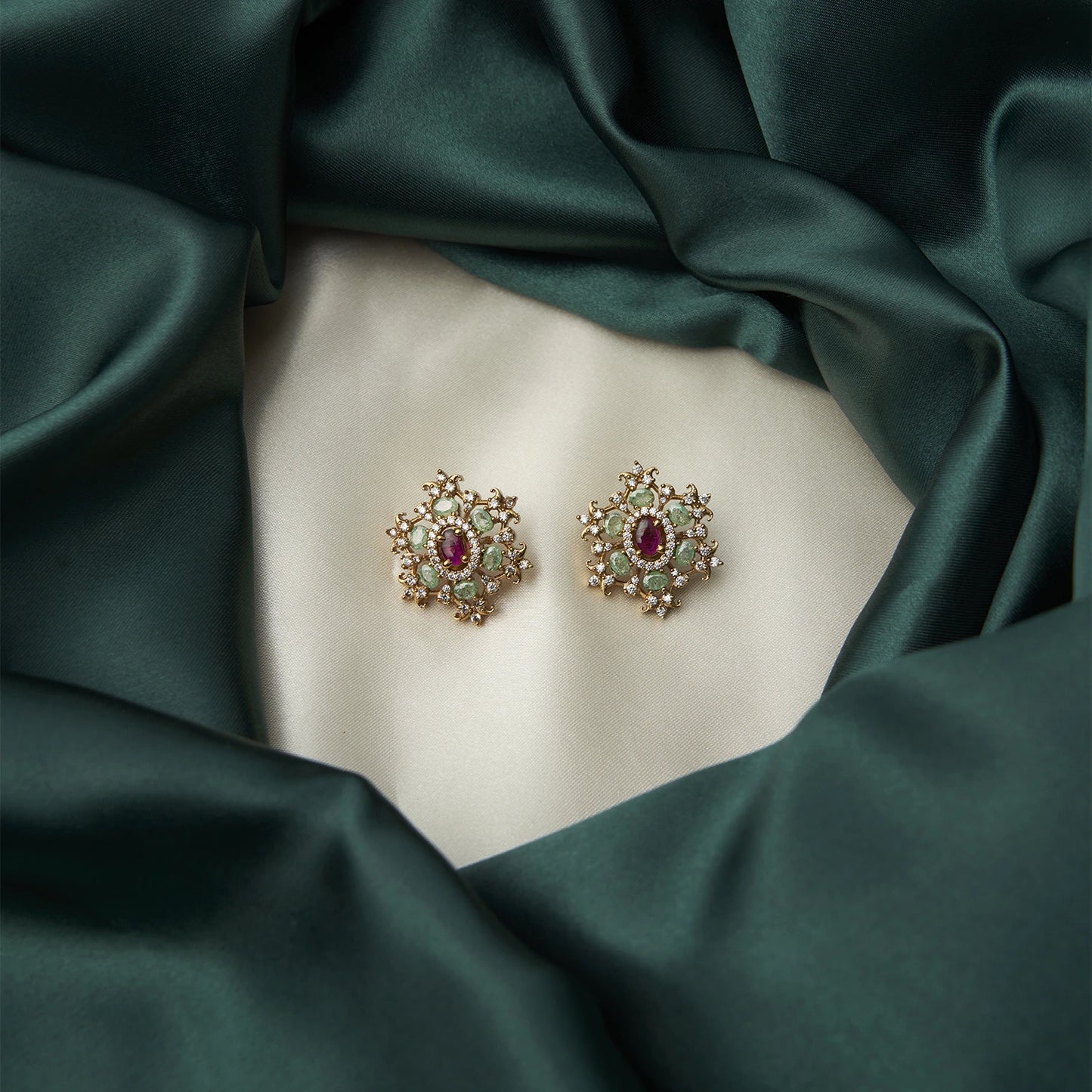 Green & Pink Star Design Stud SM21133