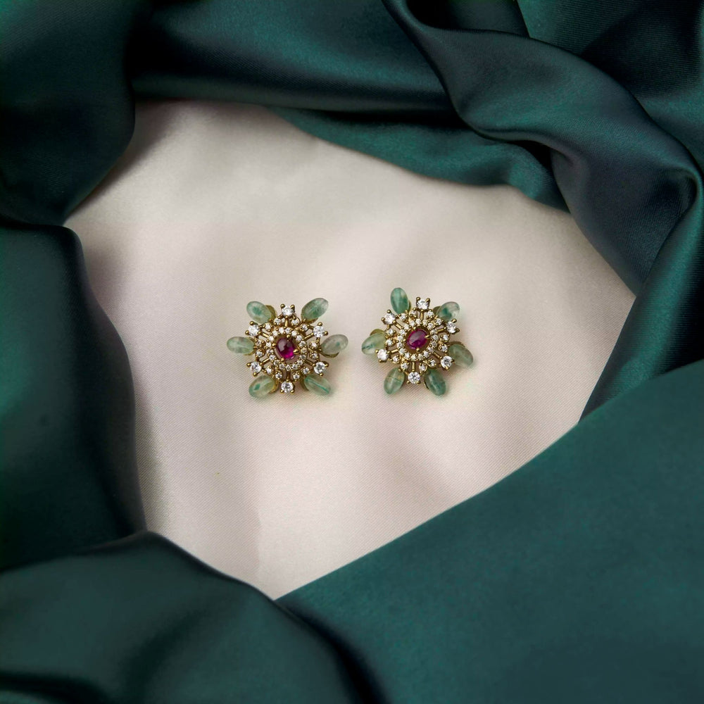 Aqua Green Floral Stud