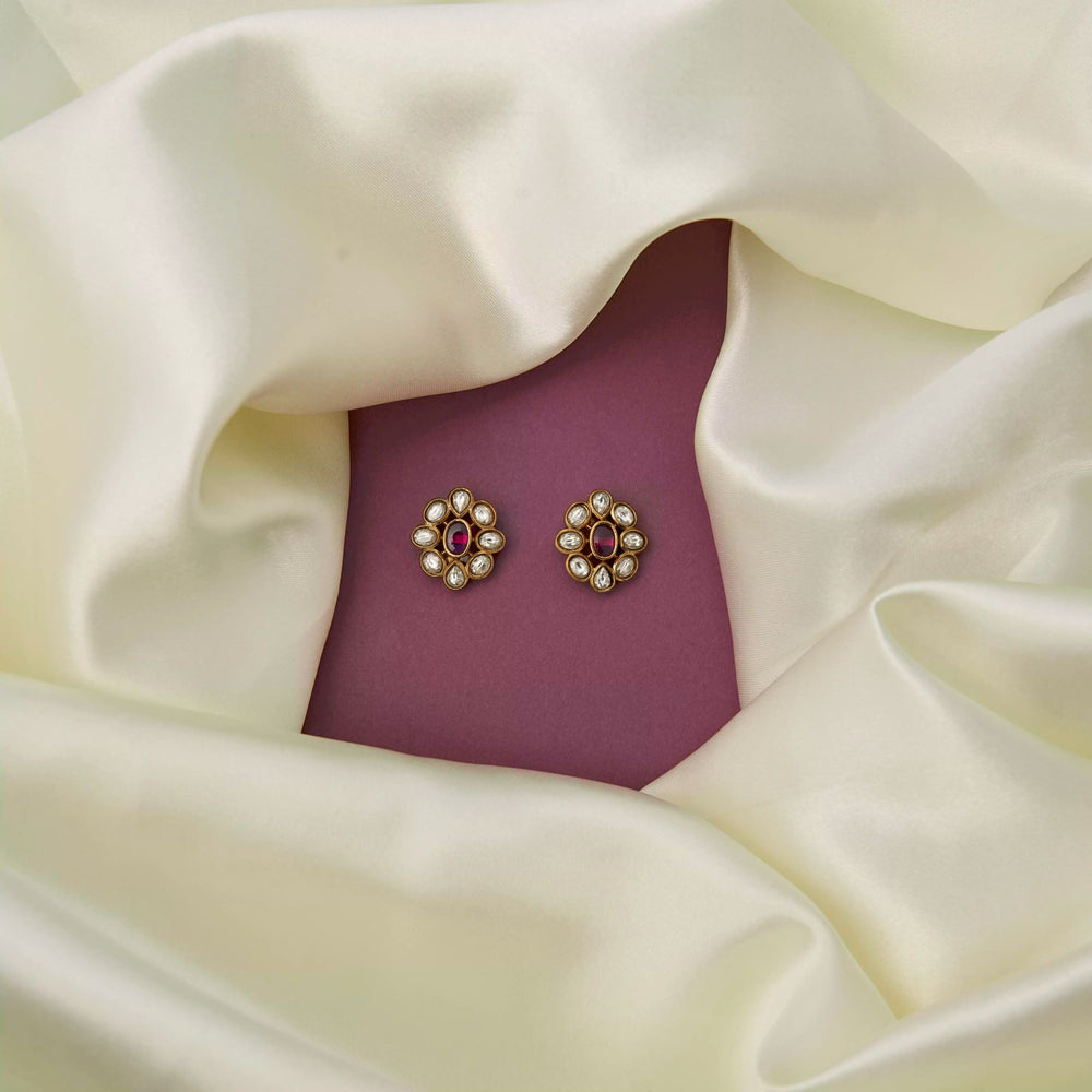 Ruby Polki Floral Stud
