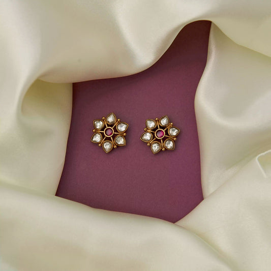 Pink Moissanite Floral Stud SM21117