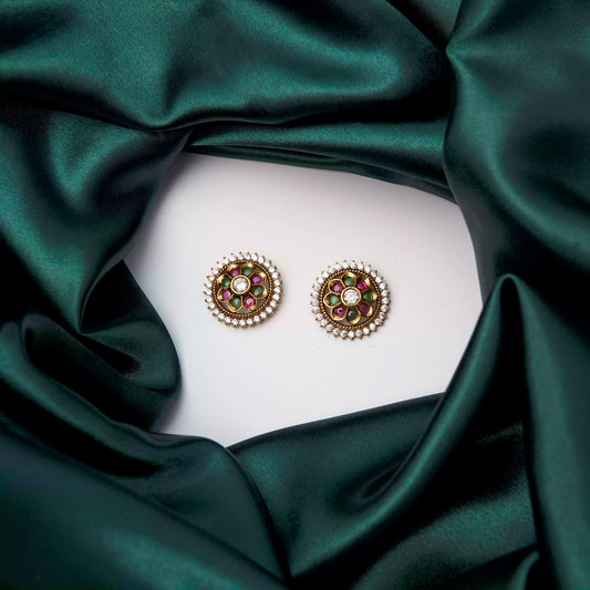 Pink & Green Floral stud SM21132