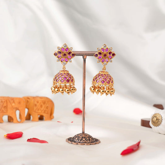 Pink/Green Traditional Jhumka SM72138