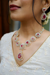 Square Cut & Pear Drop Ruby Necklace