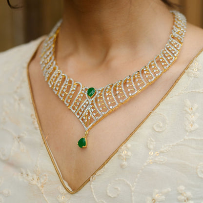 Emerald Lattice Drop Necklace