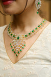 Emerald Teardrop V Collar Necklace