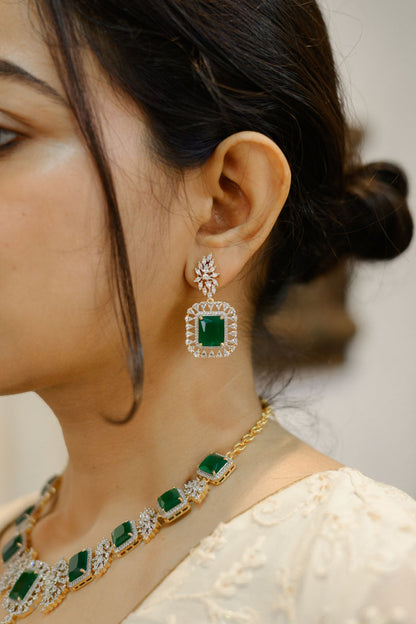 Square Cut Emerald Party Necklace