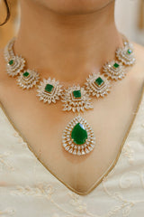 Square Cut & Pear Drop Emerald Necklace