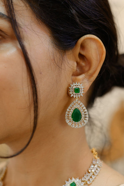 Square Cut & Pear Drop Emerald Necklace