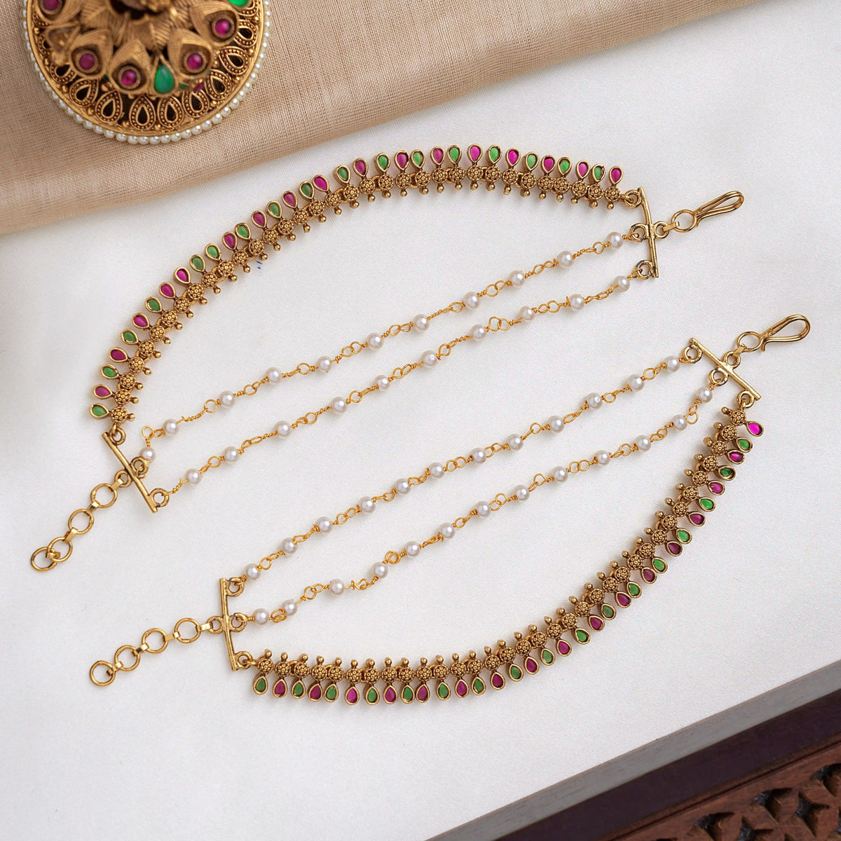 Kemp Pearl Drop Ear Chains