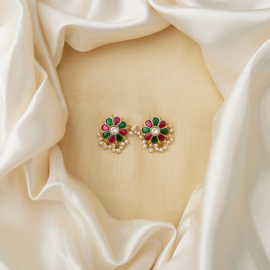 Floral Jadau White Stone Bugadi