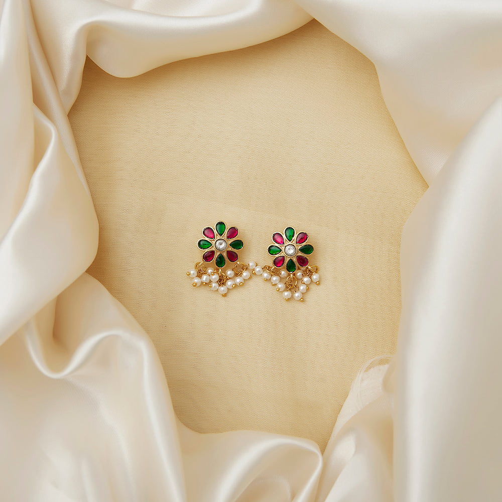 Floral Pearl Jadau Bugadi
