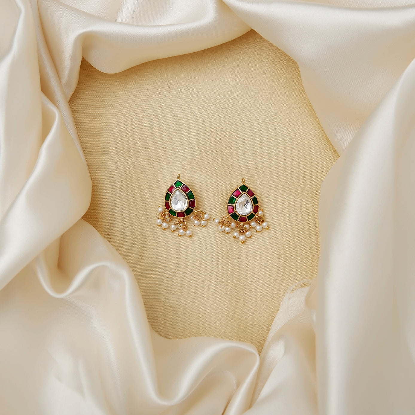 Drop Jadau Bugadi – White Green Red